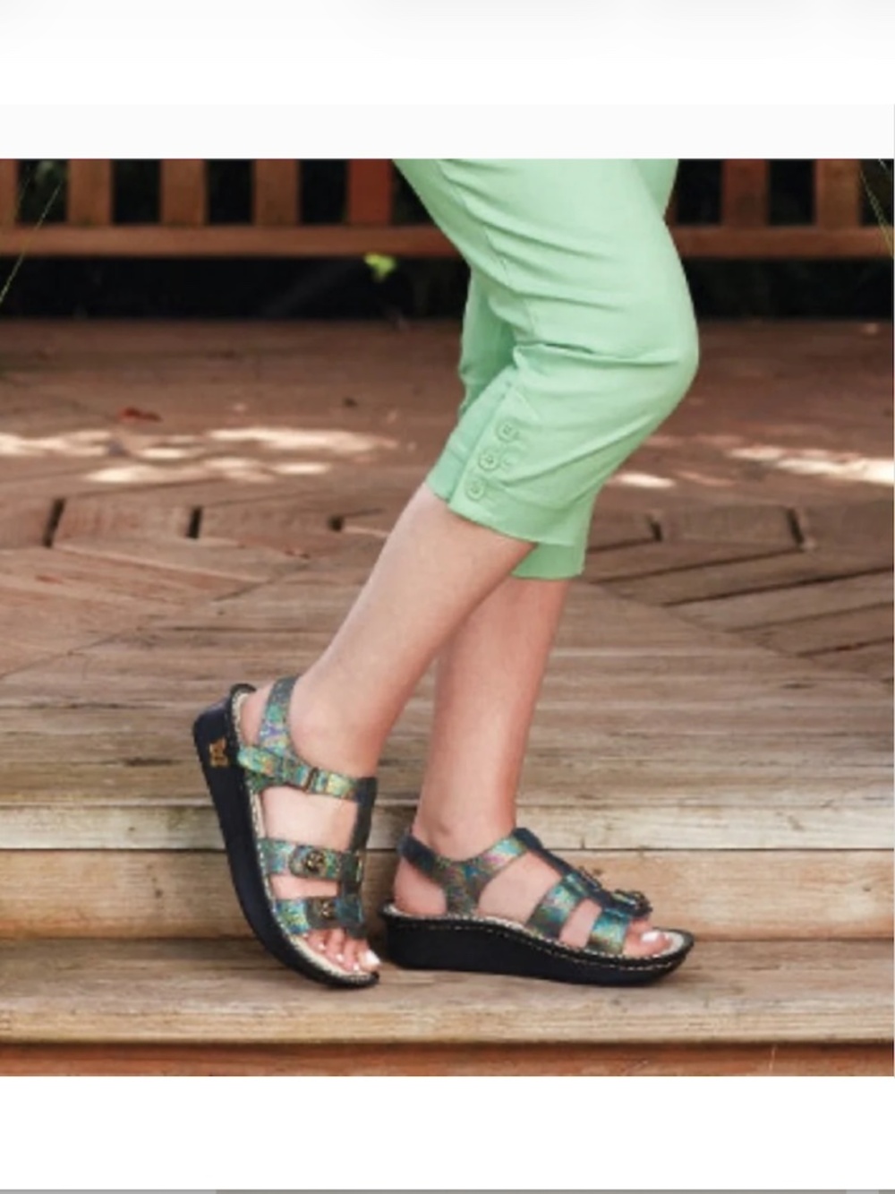 Alegria Kleo Abalone Rose Leather Metallic Comfort Sandals